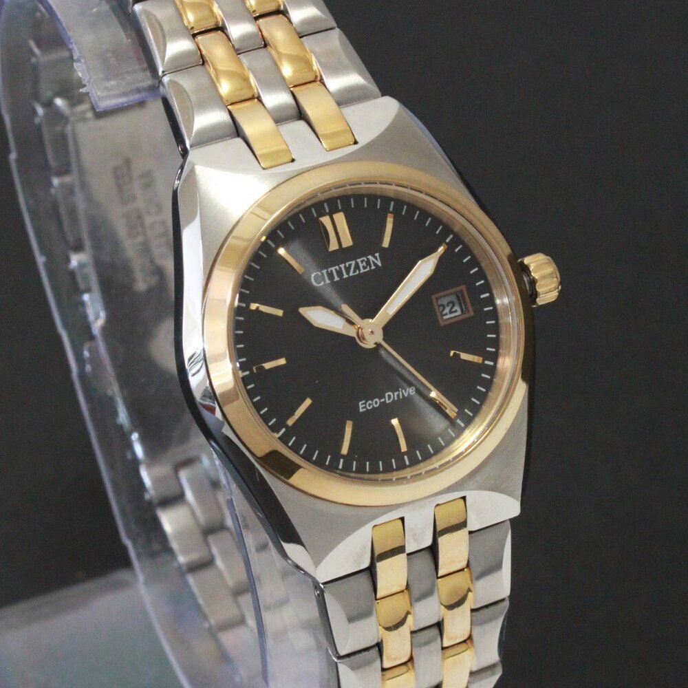 Citizen Eco Drive Ladies Corso Two Tone Black Dial 28mm - Picture 5 of 12